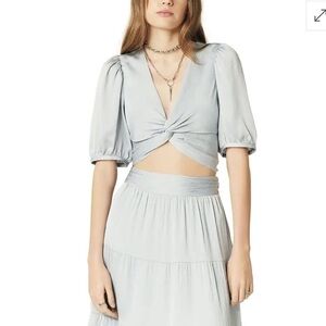 BA&SH Twisted Cropped Blouse - Sky Blue